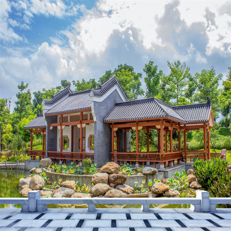 荷花池塘草原户外风景3D背景布