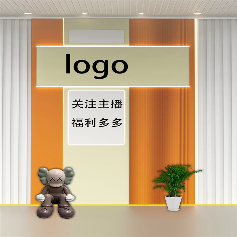 新款简约直播背景布高端服装品牌直播美妆简约室内高清立体背景墙