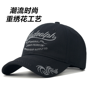 刺绣帽子男士潮牌时尚百搭软顶棒球帽男款大头围春夏季新款鸭舌帽