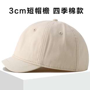 短帽檐3cm男款帽子软顶工装复古短沿鸭舌帽男潮牌百搭马术棒球帽