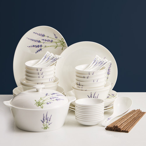 骨瓷碗碟套装家用餐具陶瓷中式碗盘健康可微波