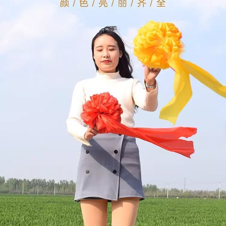 拉拉队手花大红花球舞蹈跳舞手拿花演出广场舞手柄手摇花球道具