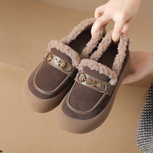 真皮厚底加绒保暖女鞋单鞋大码