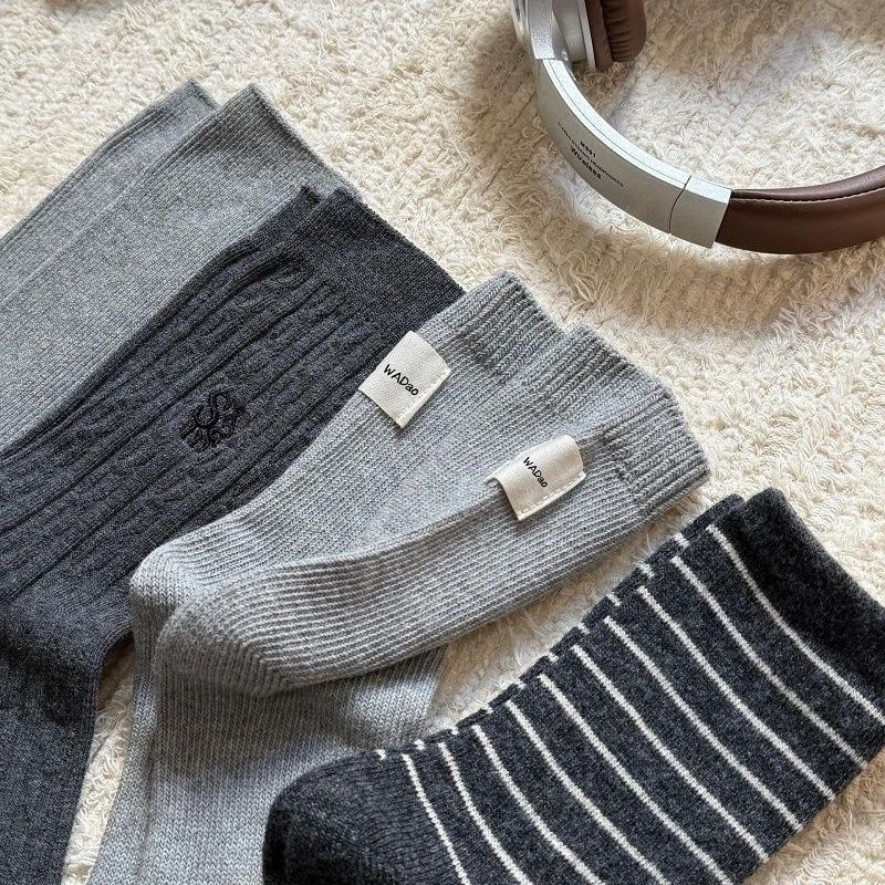 春秋冬清冷感灰色系袜子韩系穿搭