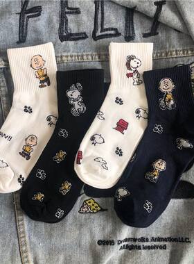 袜子女中筒袜子潮流卡通史努比