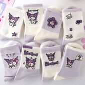 新款 库洛米袜子秋冬季 全棉女生中筒卡通可爱休闲潮流学生女孩棉袜