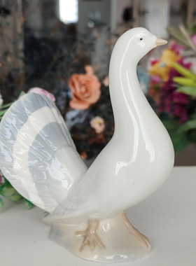 西洋收藏品 丹麦皇家哥本哈根手工制作陶瓷小鸟 欧式复古装饰摆件