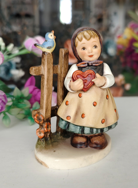 西洋收藏品德国Hummel手工制作陶瓷喜姆娃娃人偶欧式装饰中古摆件