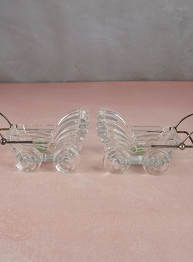 西洋收藏品 手工制作水晶婴儿车一个 欧式复古居家可爱装饰摆件