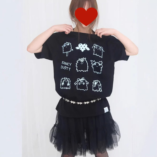 韩国26夏新款FAN*联名设计师款卡通爱心图案宽松短袖T恤