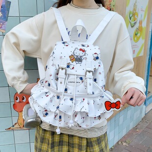 小众设计kt猫波点裙子书包高颜值软妹双肩包包大容量休闲外出背包