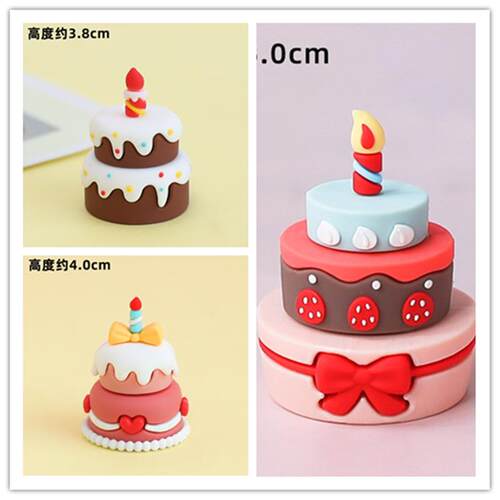 网红软胶立体小蛋糕儿童生日蛋糕装饰摆件仿真小蛋糕烘焙甜品装扮