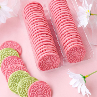 网红粉色大圆形饼干蛋糕装饰樱花小纸杯甜品台花瓣冰淇淋生日摆件