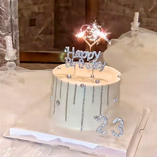 合金钻石英文生日快乐HB蛋糕装饰
