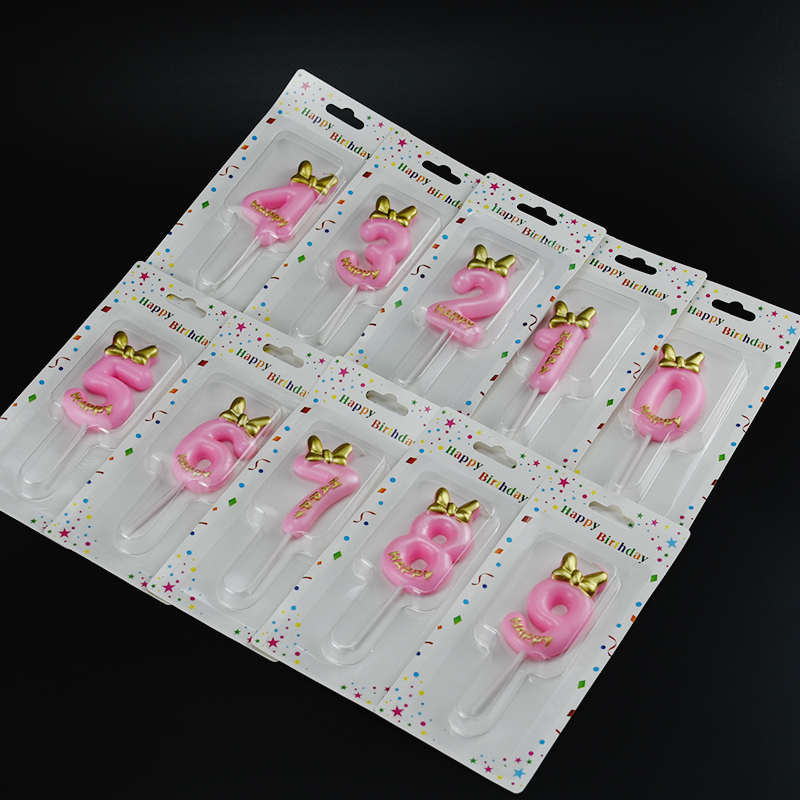 粉色皇冠儿童周岁蛋糕数字蜡烛创意公主女神蝴蝶结生日甜品台装饰