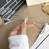 透明防蓝光辐射眼镜女近视可配有度数大圆框素颜眼睛框架男潮超轻