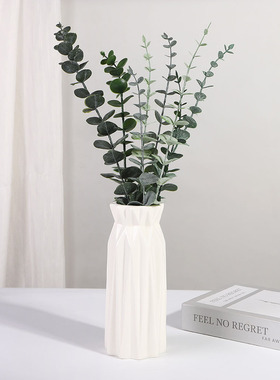 单束仿真尤加利金钱叶婚礼家居插花仿真花绿植造景假树枝装饰