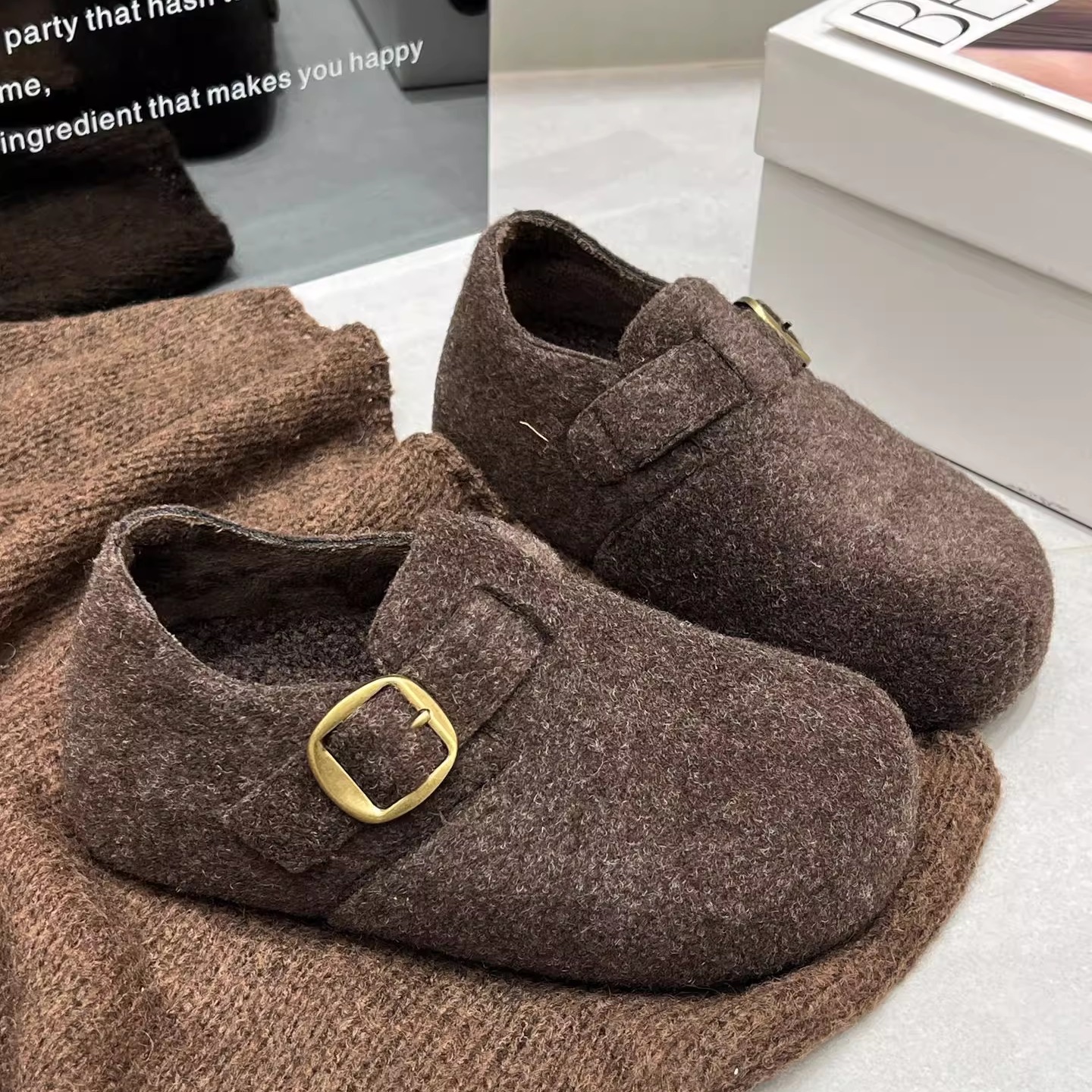 懒人一脚蹬厚底增高休闲勃肯鞋