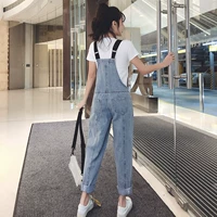 Phụ nữ retro Hàn Quốc 2019 Mùa hè Thời trang mới Loose Wild Thin Long Dây đeo dài Chín Quần - Quần jean quần jean lưng cao qua rốn