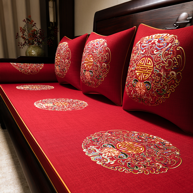 红木沙发坐垫定制新中式实木沙发海绵座垫罗汉床垫乳胶椅垫子防滑