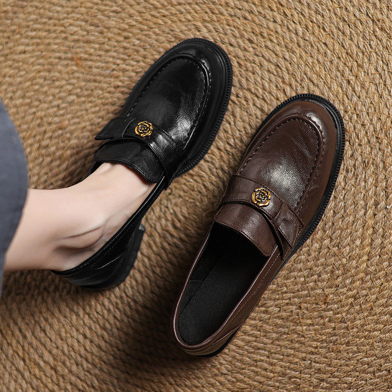 ladyblack大码深口单鞋41-43一脚蹬山茶花粗中跟懒人乐福小皮鞋女,女鞋,乐福鞋（豆豆鞋）,淘宝优惠券,粉丝福利购,淘宝优惠卷