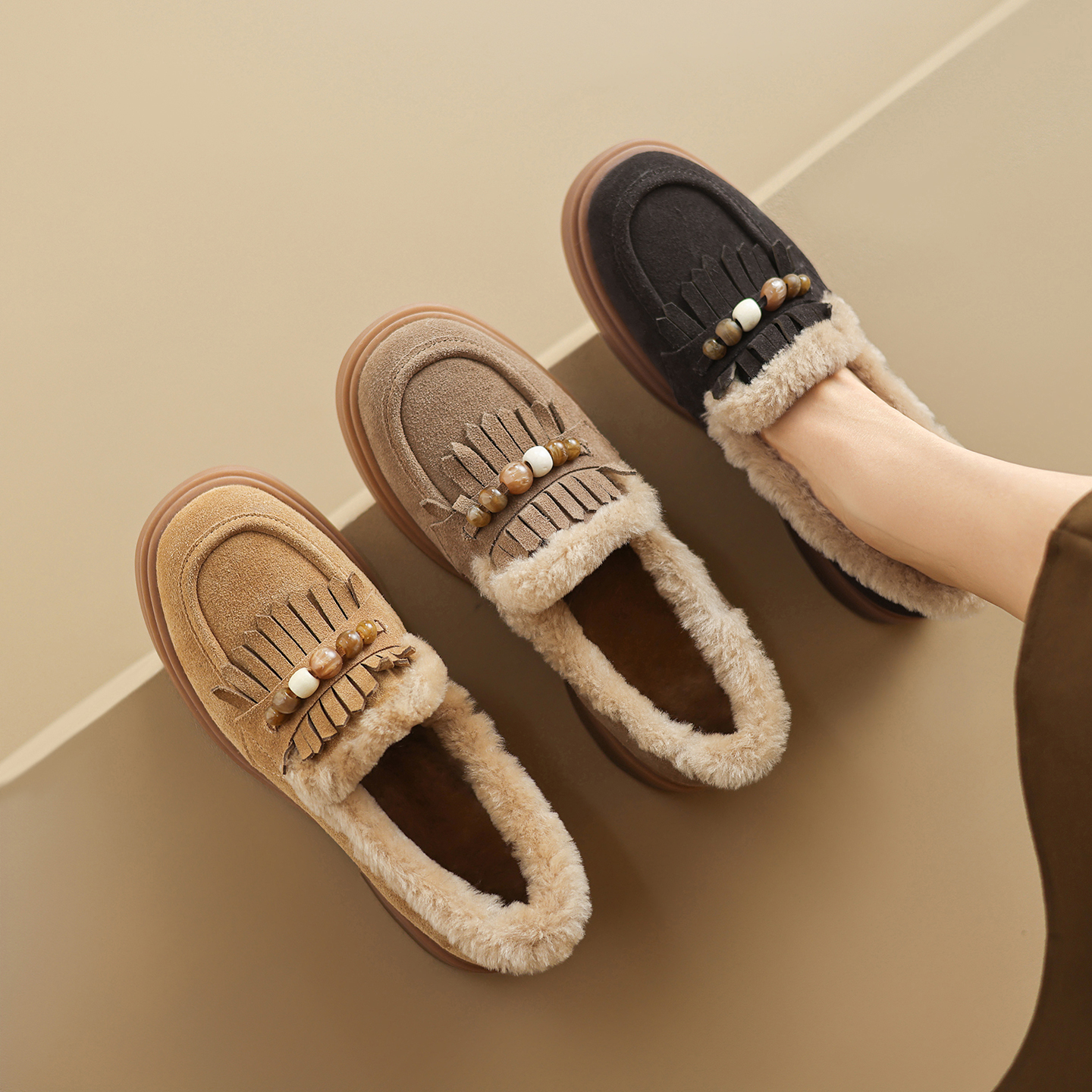 羊皮毛一体保暖毛毛大码棉单鞋41