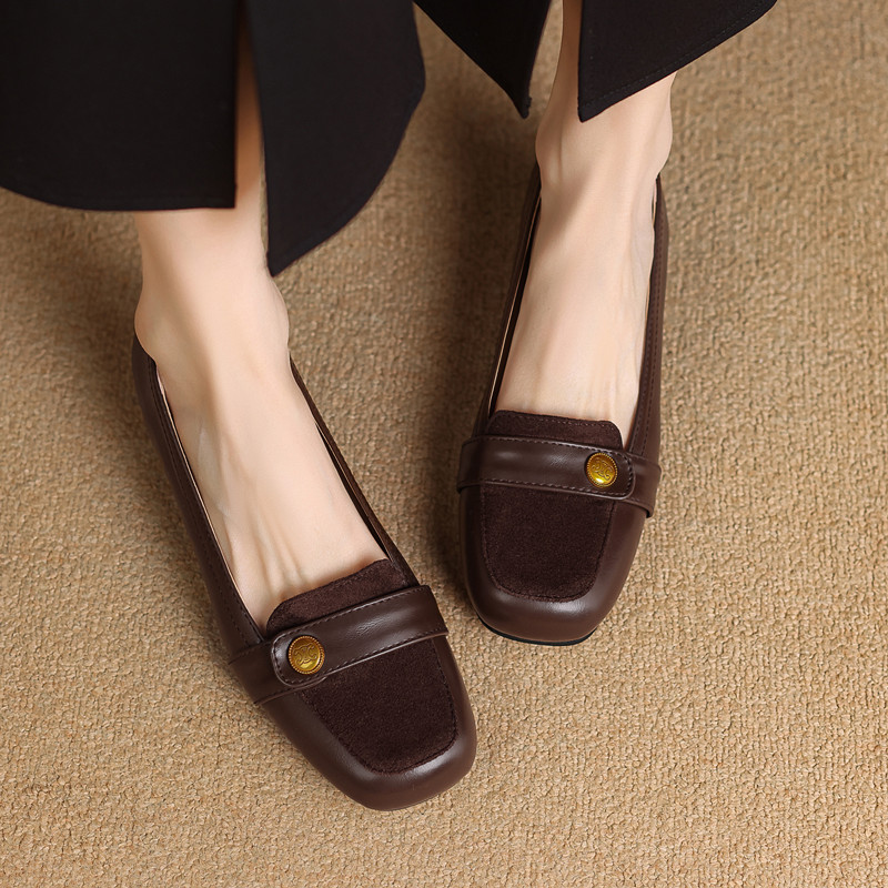 一脚蹬懒人职业浅口拼接单鞋女