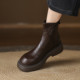 ladyblack厚底中跟显瘦后拉链软底单靴子秋冬圆头大码 短靴女41