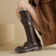 ladyblack圆头百搭后拉链高筒骑士靴女秋冬厚底中跟大码 长靴41