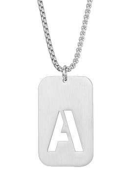 银色项链ins钛钢男女首字母吊坠