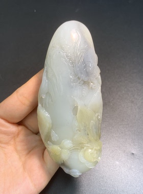 和田玉青花籽料耄耋富贵把件