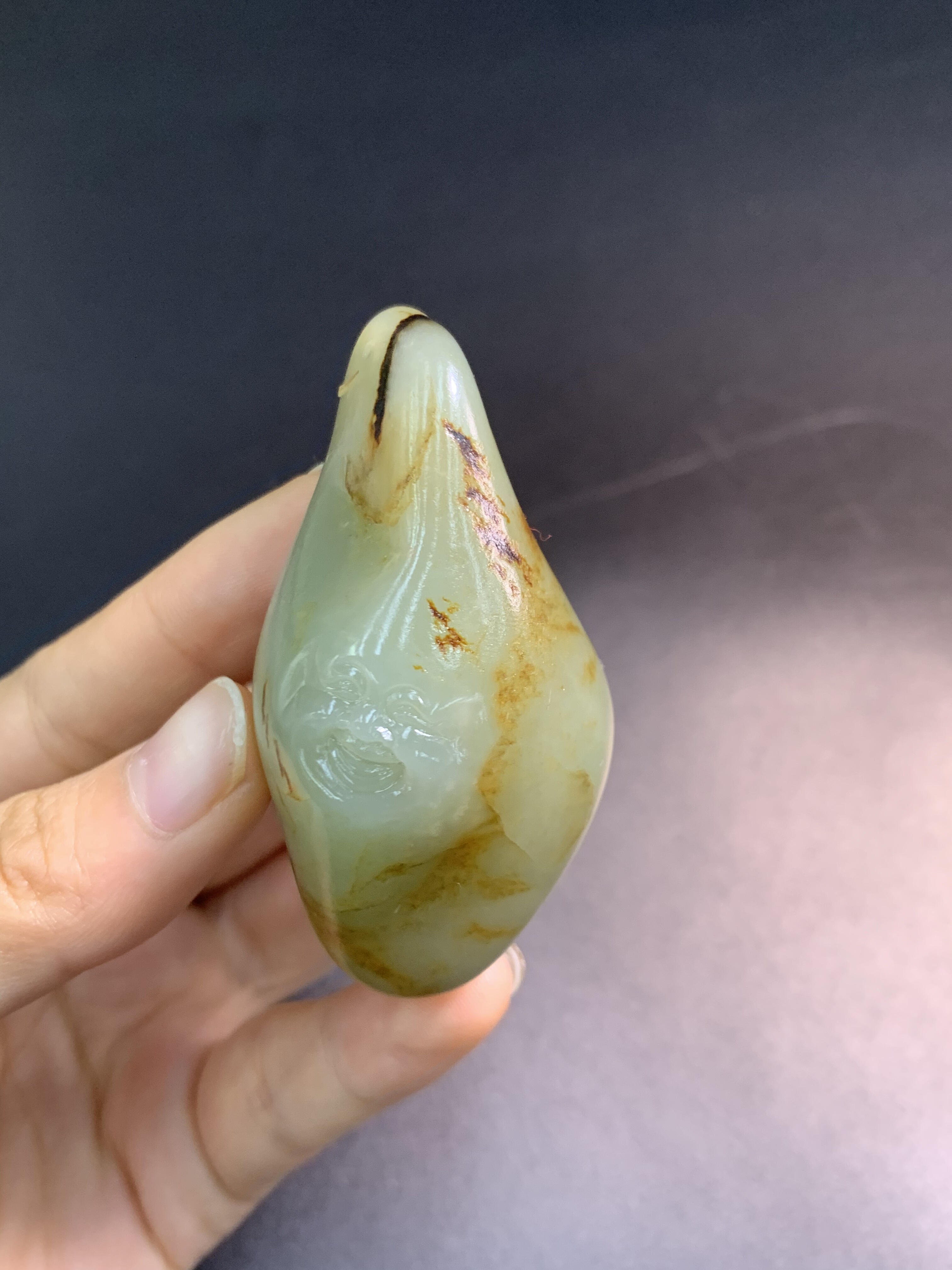 和田玉籽料笑佛手把件