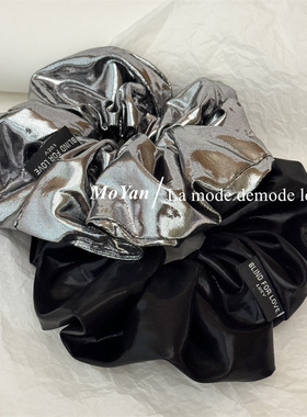 布艺银枪色大肠发圈时尚气质2024新品发绳级感皮筋女扎头绳发饰