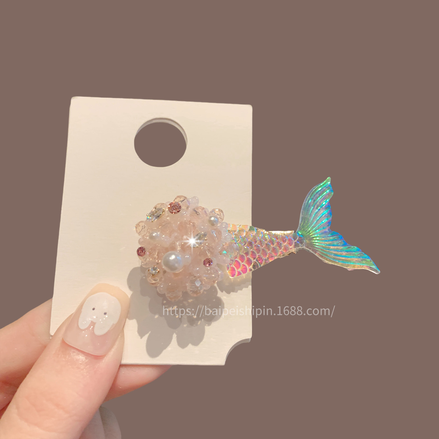 夏日少女清新树脂花簇人鱼尾银针耳环可爱简约小众高级感耳饰卡通