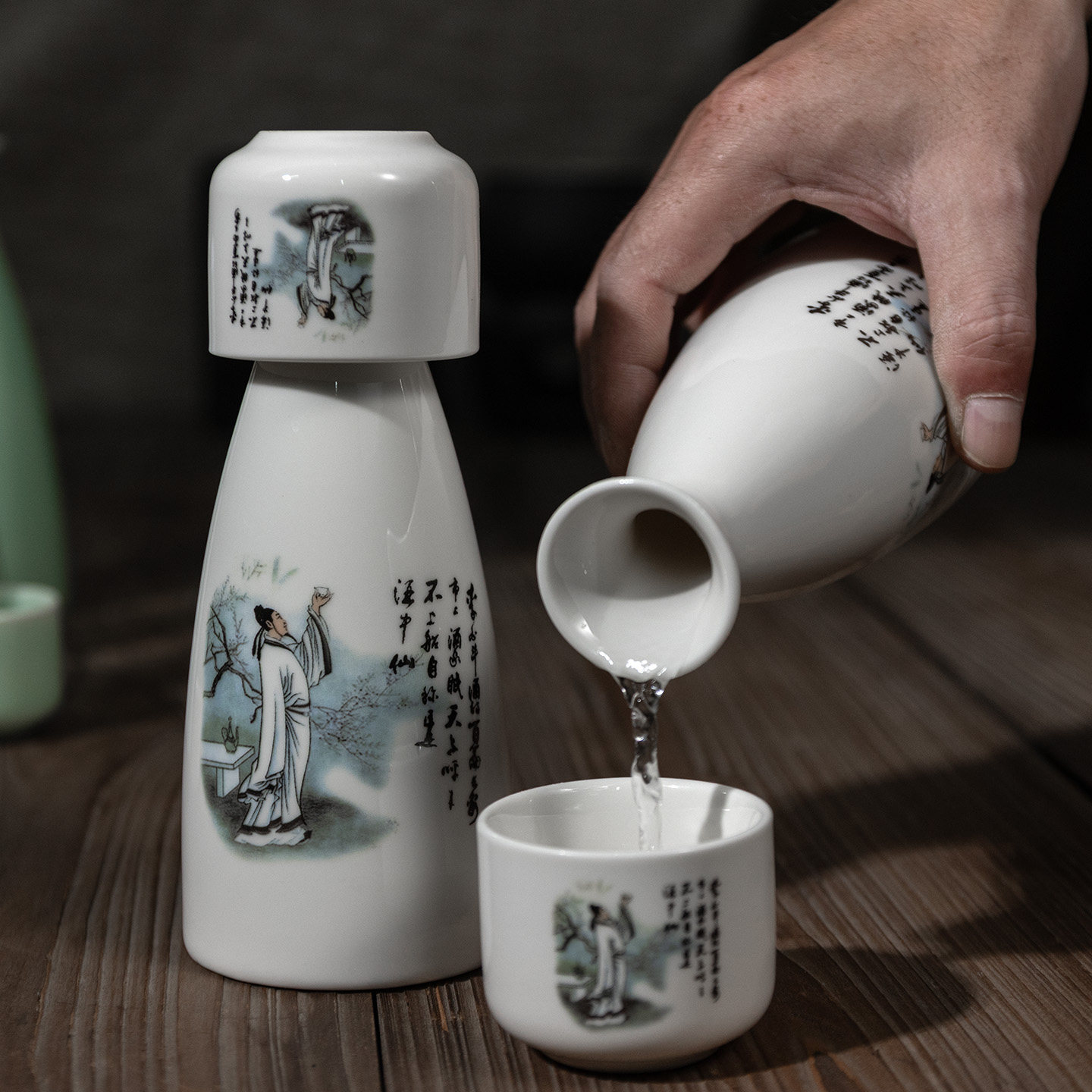 二两酒壶简约酒杯中式复古风半斤酒具陶瓷家用白酒壶小分酒壶圆口