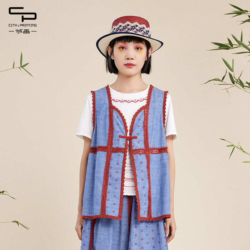 时尚设计感宽松纯棉短款马甲