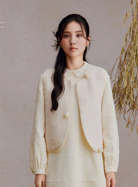 一城画一冬季简约文艺百搭通勤纯色羊毛短款马甲女14451H114