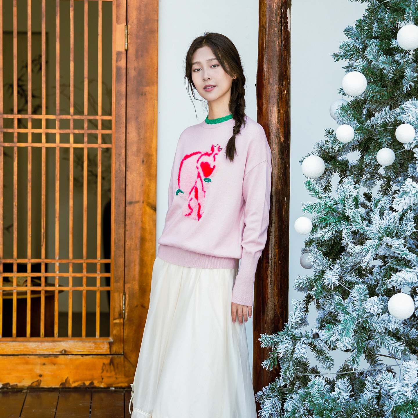 一城画一冬季新款气质时尚百搭简约文艺风圆领短款套头毛衫女