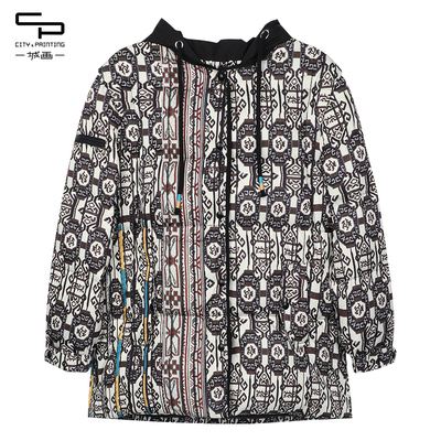 气质宽松简约文艺中款羽绒服