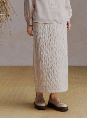 一城画一冬季直筒气质显瘦文艺复古纯色长款半裙14422G539