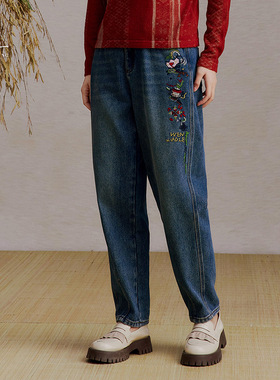 一城画一宽松显瘦休闲通勤直筒气质百搭长牛仔裤长裤14412B301