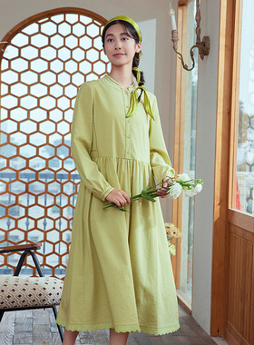 一城画一秋季简约大气百搭小A摆设计纯色长款连衣裙14153A165