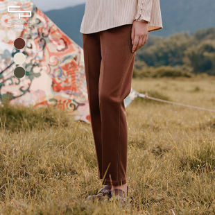 女 气质休闲文艺复古微收脚设计百搭显瘦长裤 一城画一冬季 新款