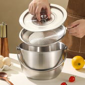 304不锈钢猪油罐 猪油储存罐油盆 带提手家用过滤厨房油缸装