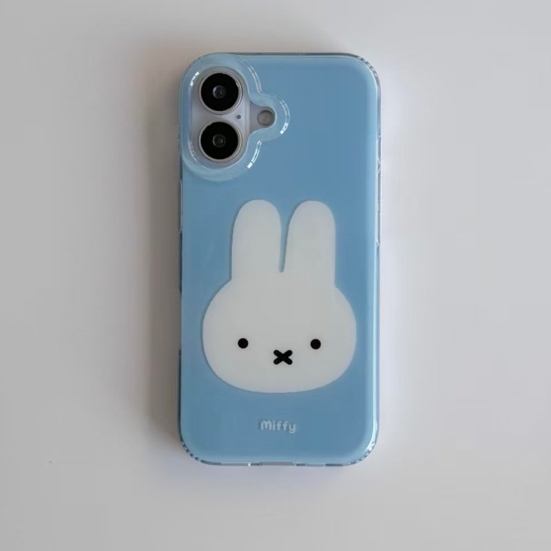 蓝色米菲兔适用苹果17promax大孔手机壳iPhone17pro双层16/15/14/13pro女款vivo华为P70小米15oppo防摔保护套