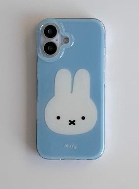 蓝色米菲兔适用苹果17promax大孔手机壳iPhone17pro双层16/15/14/13pro女款vivo华为P70小米15oppo防摔保护套