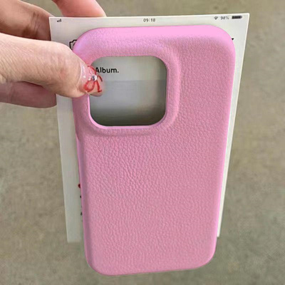 粉色皮革纹适用苹果17/16promax手机壳iPhone17/16/15/14/13pro磨砂肤感11/12vivo华为p70小米17oppo硅胶软套