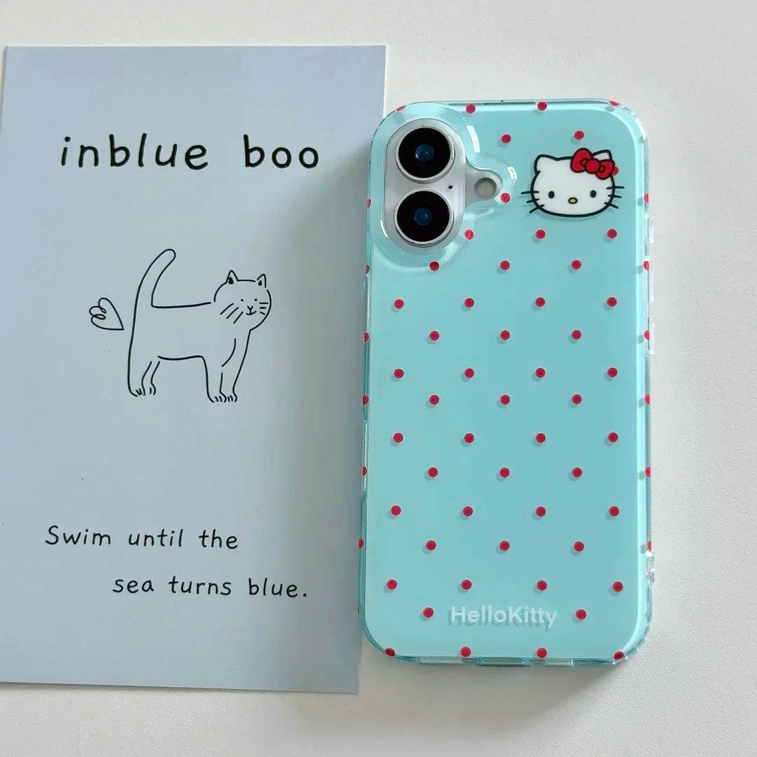 红波点小kt头适用苹果17promax大孔手机壳iPhone17pro双层16/15/14/13pro可爱卡通vivo华为P70小米17oppo女款