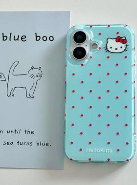 红波点小kt头适用苹果17promax大孔手机壳iPhone17pro双层16/15/14/13pro可爱卡通vivo华为P70小米17oppo女款