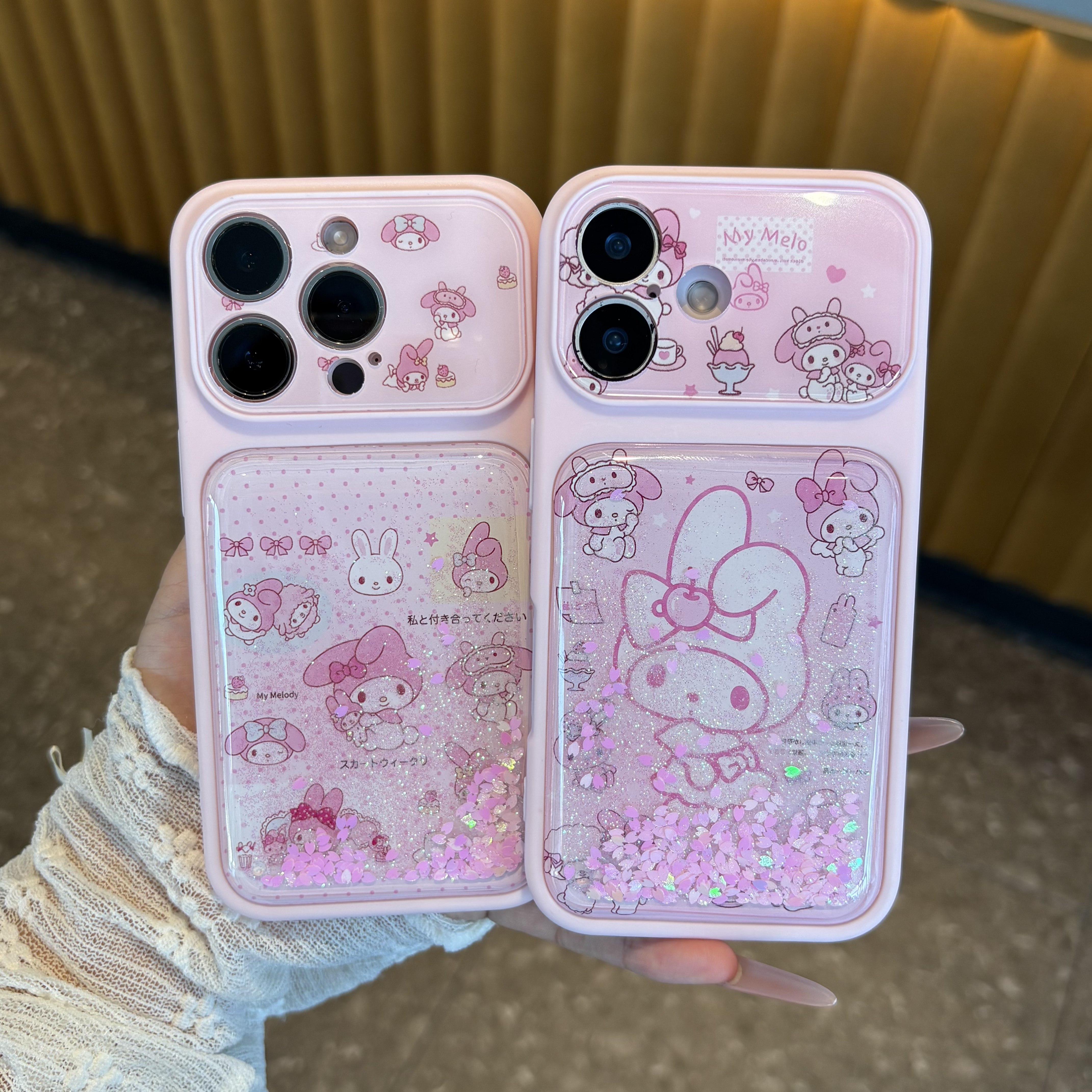 趣味美乐蒂适用苹果17promax蓝光流沙壳iPhone17/16/15/14pro简约个性14/13/12全包防摔壳13pro卡通新款air